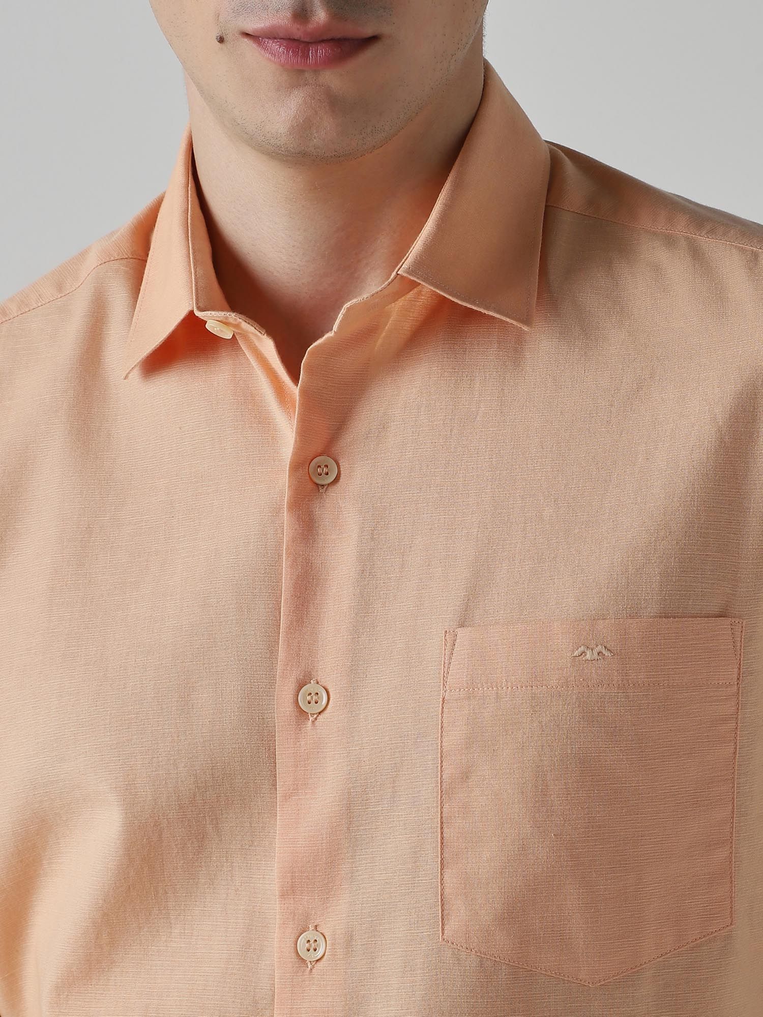 Soft Peach Orange Solid Men Shirt