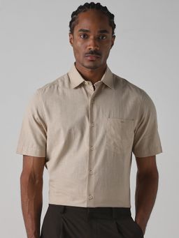 Mufti - Light Beige Solid Men Shirt