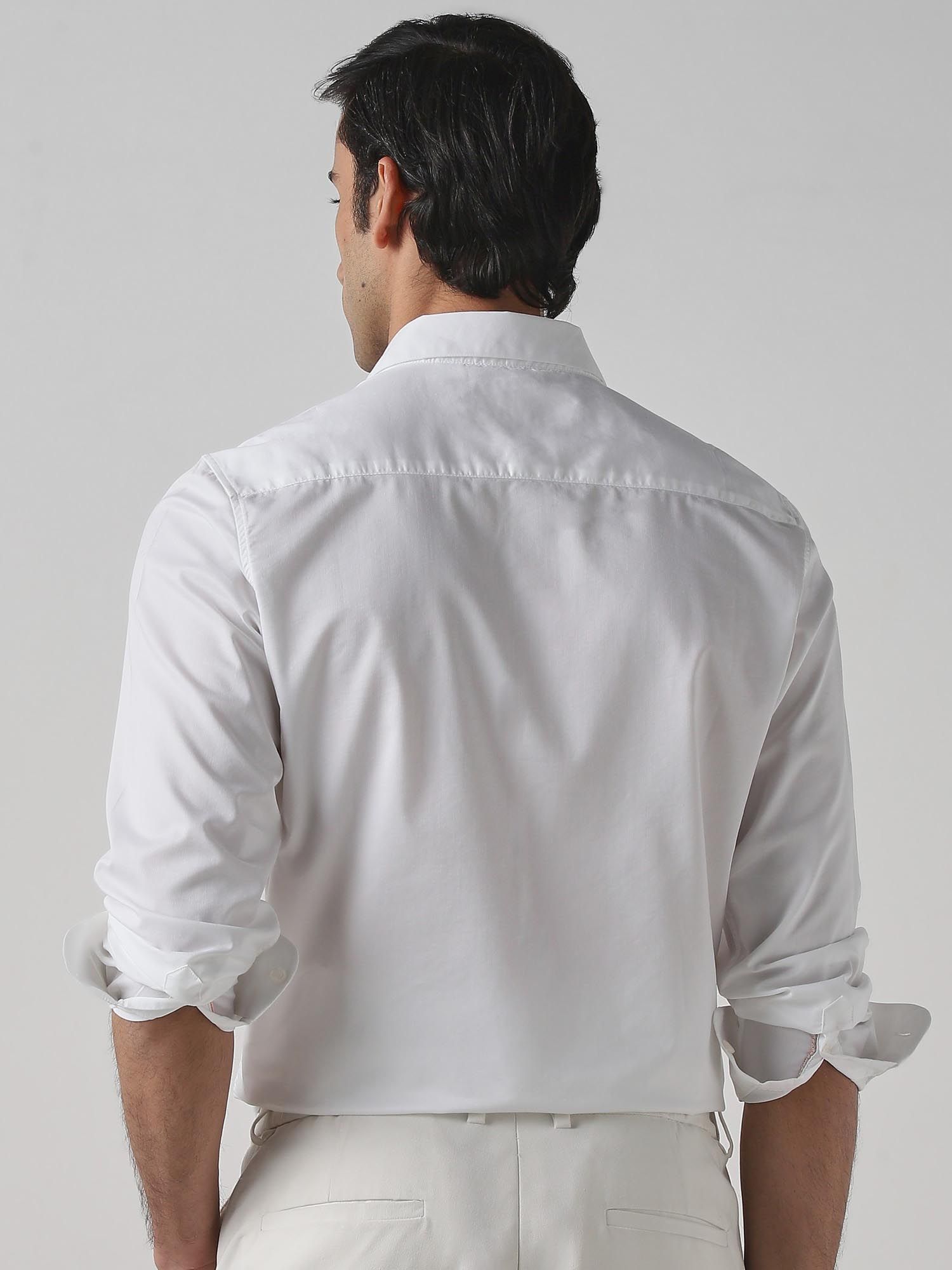 Bright White Solid Men Shirt