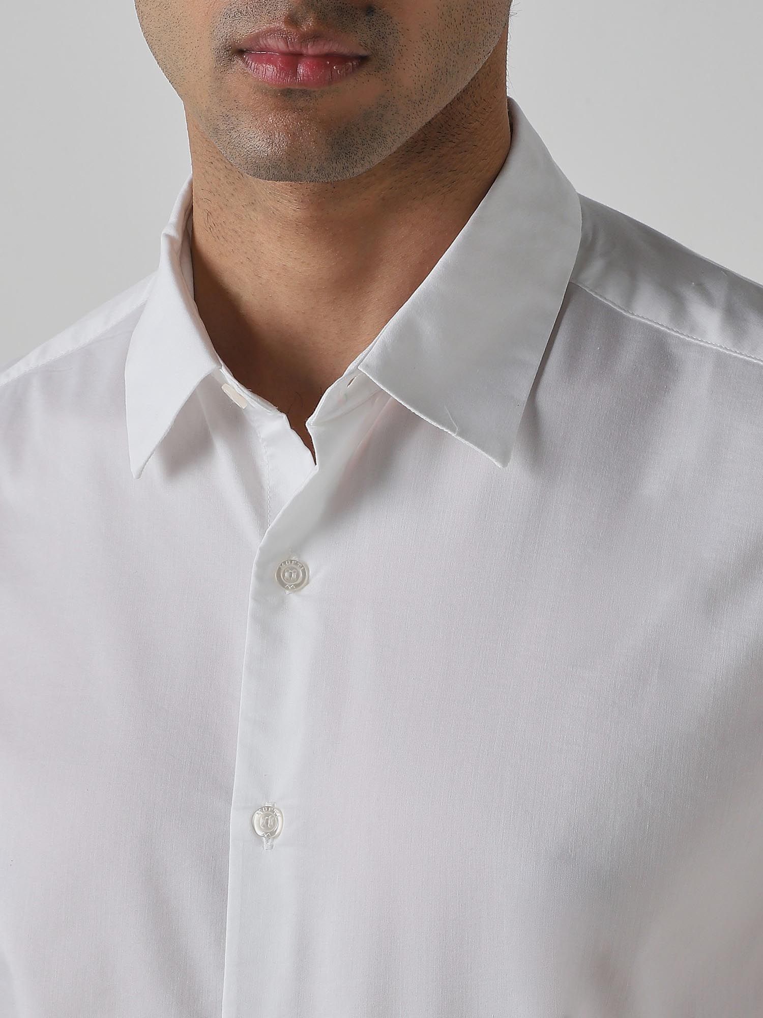 Bright White Solid Men Shirt