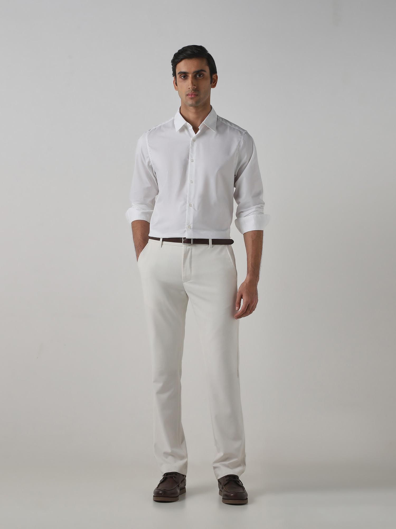 Bright White Solid Men Shirt