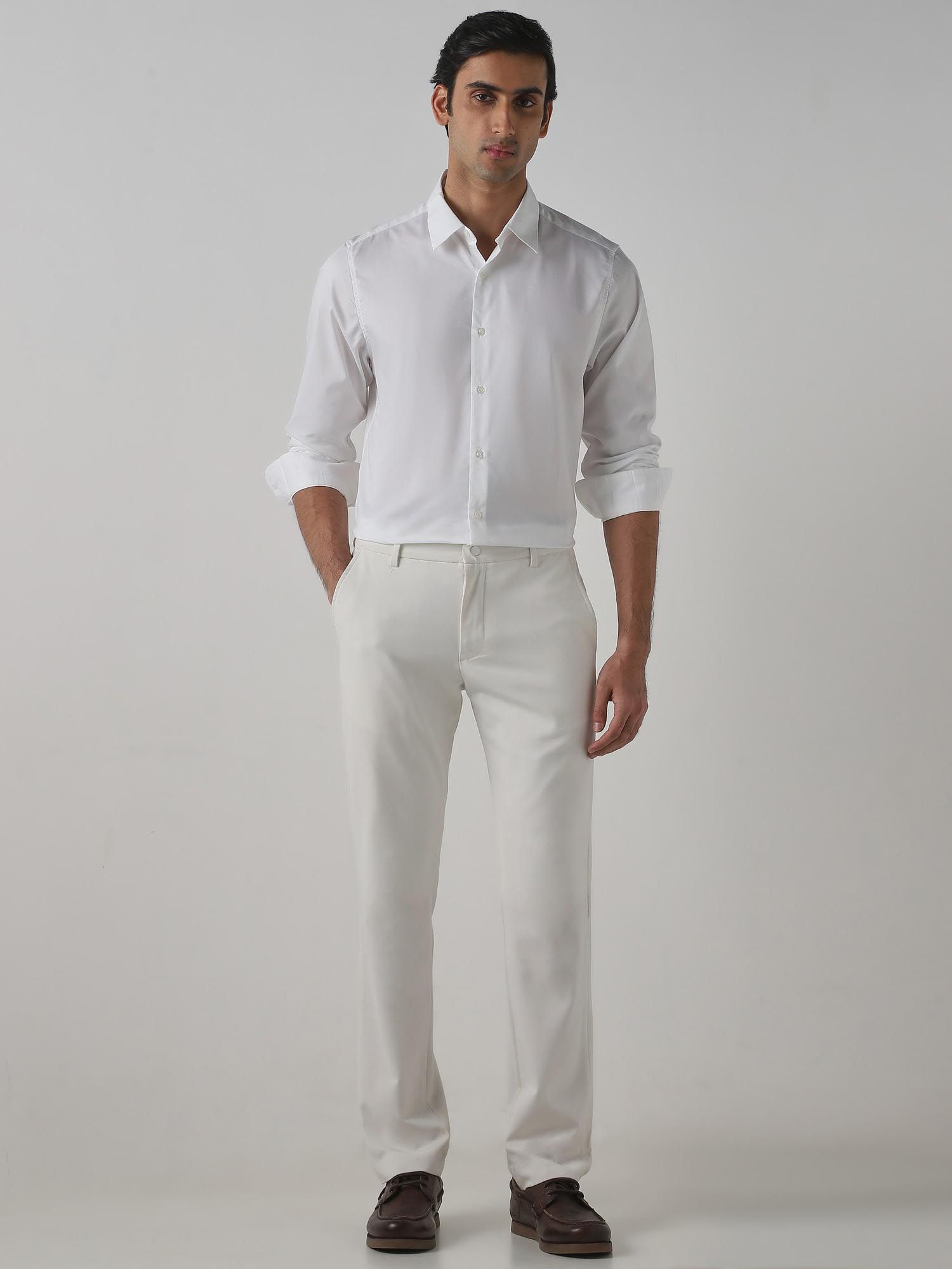 Bright White Solid Men Shirt
