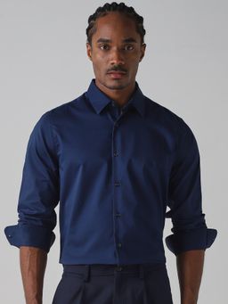 Mufti - Deep Navy Blue Solid Men Shirt