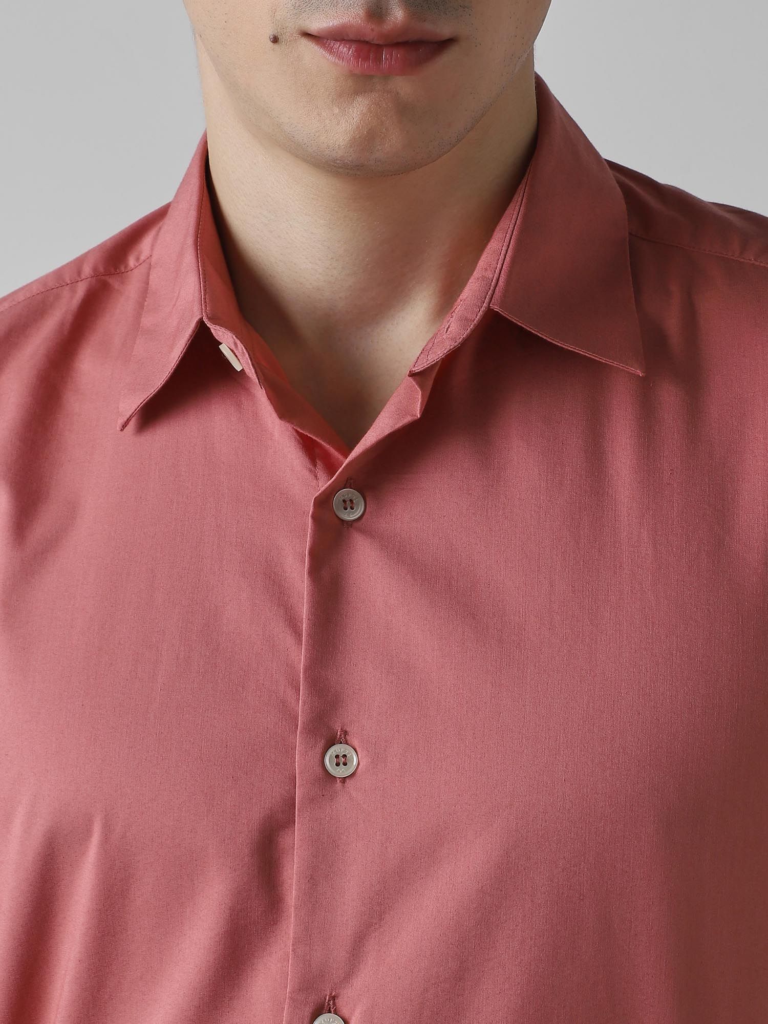 Muted Coral Pink Solid Men Shirt