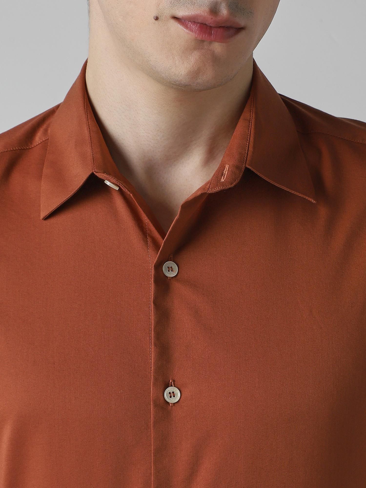 Rich Rust Orange Solid Men Shirt