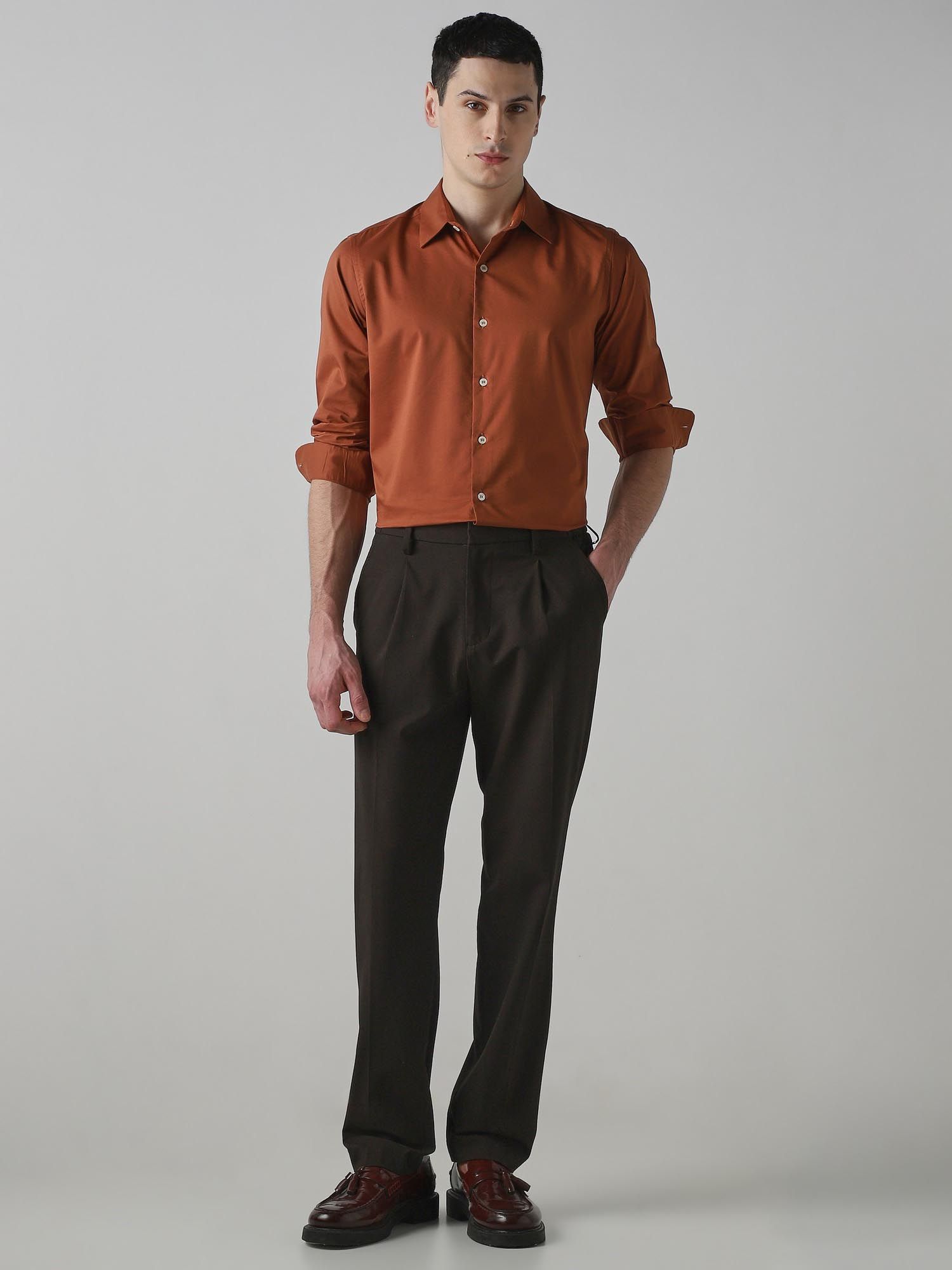 Rich Rust Orange Solid Men Shirt