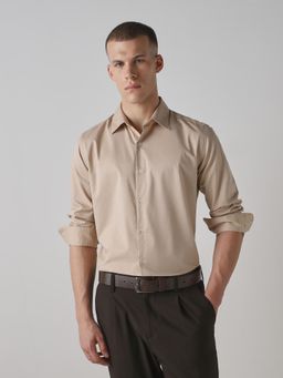 Mufti - Beige Solid Men Shirt