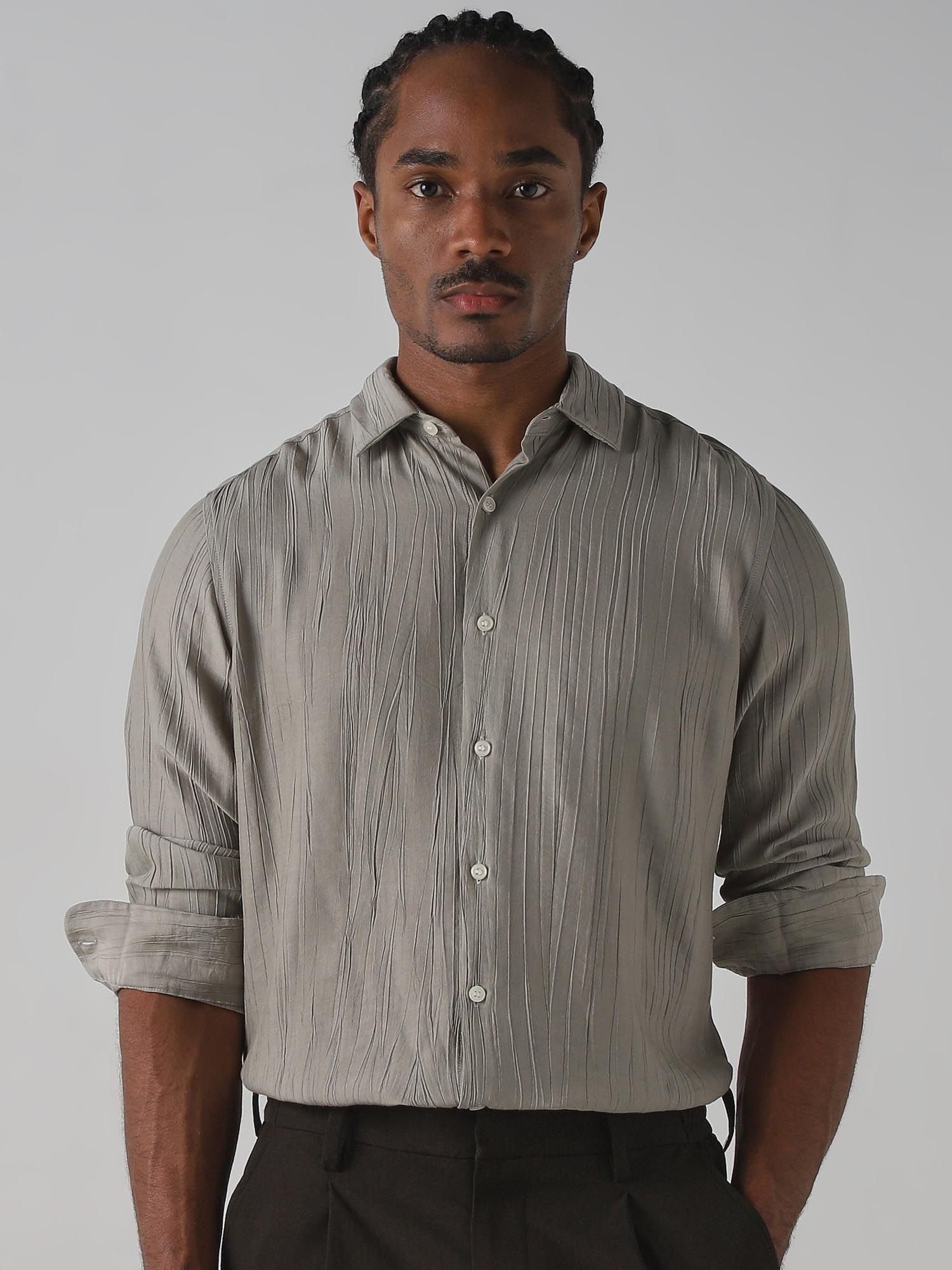 Muted Sage Green Men Shirt