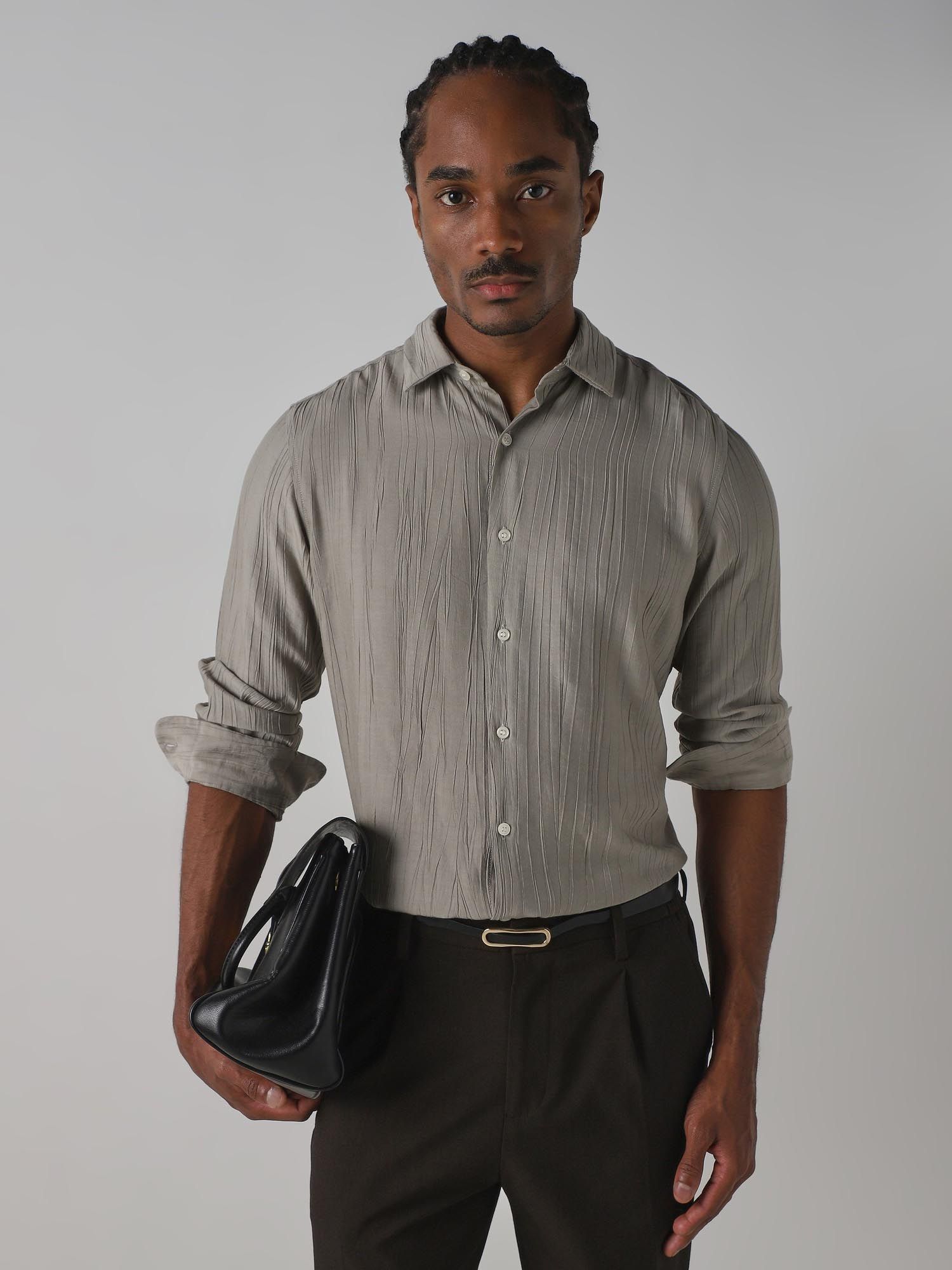 Muted Sage Green Men Shirt