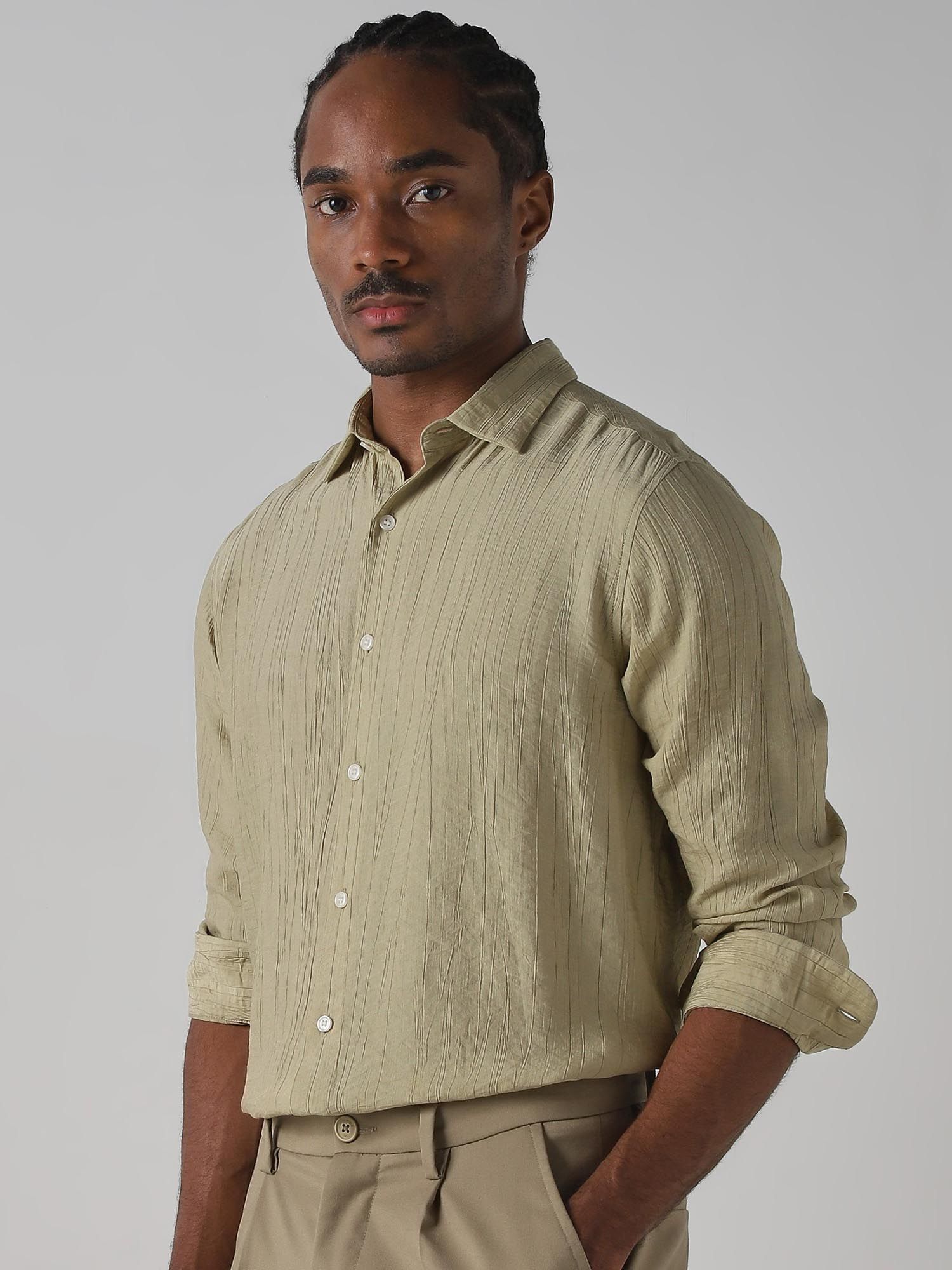 Muted Beige Men Shirt