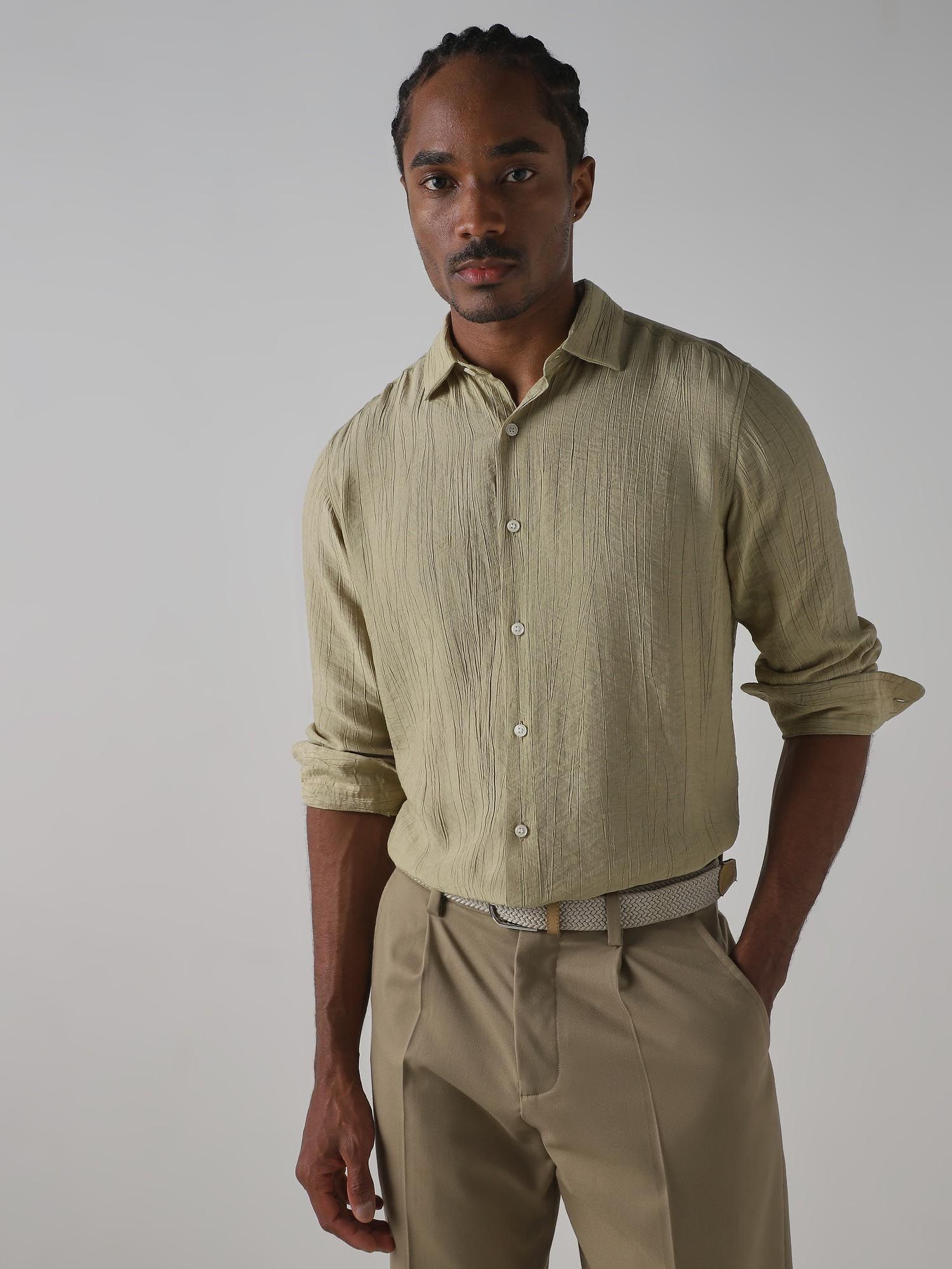 Muted Beige Men Shirt