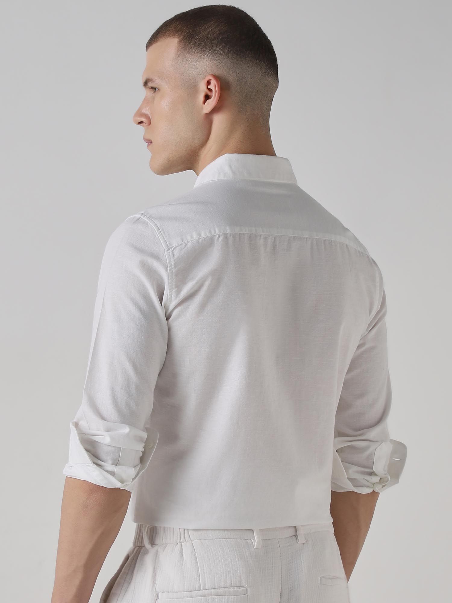 Rich Eggshell White Solid Men Shirt