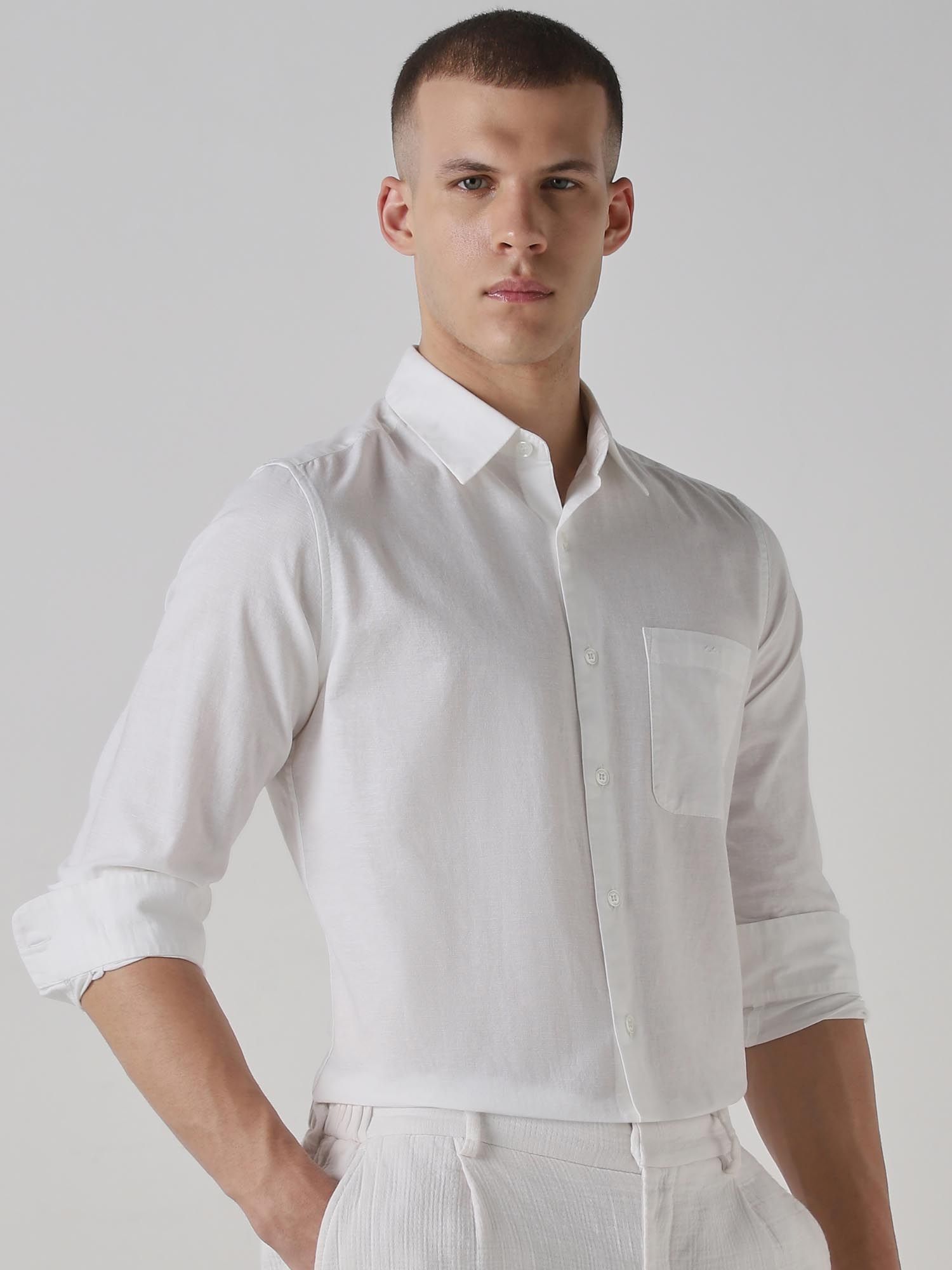 Rich Eggshell White Solid Men Shirt