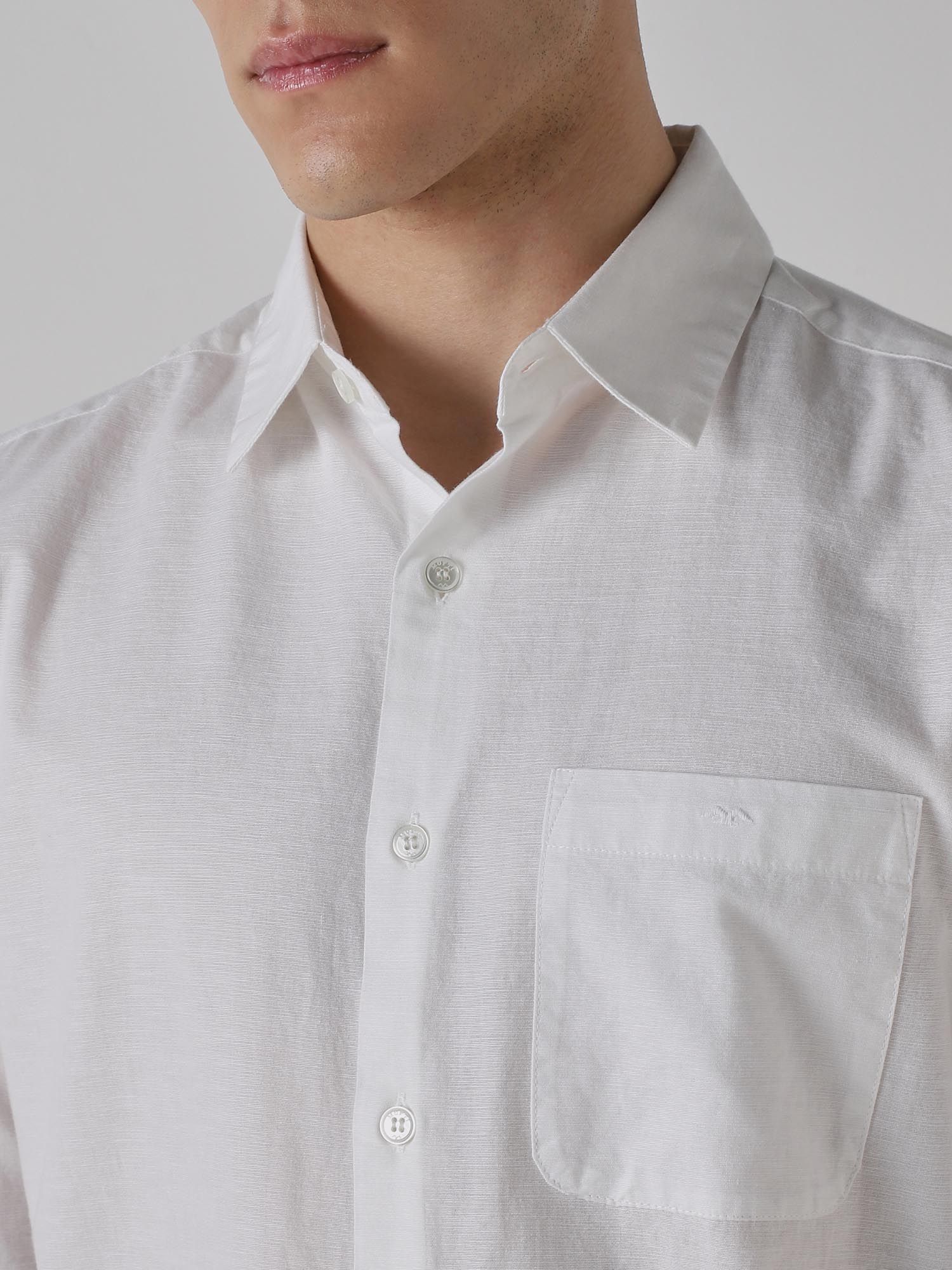 Rich Eggshell White Solid Men Shirt