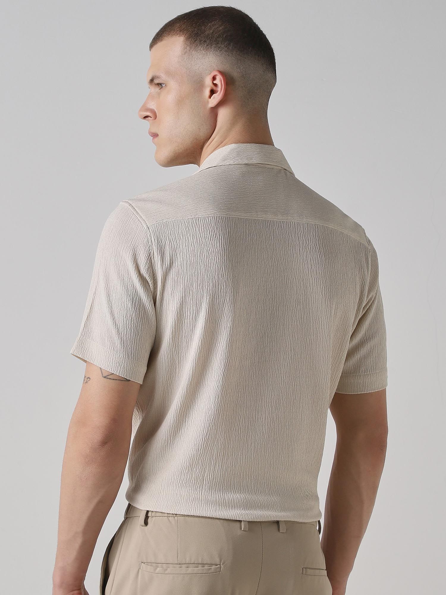Light Beige Men Shirt