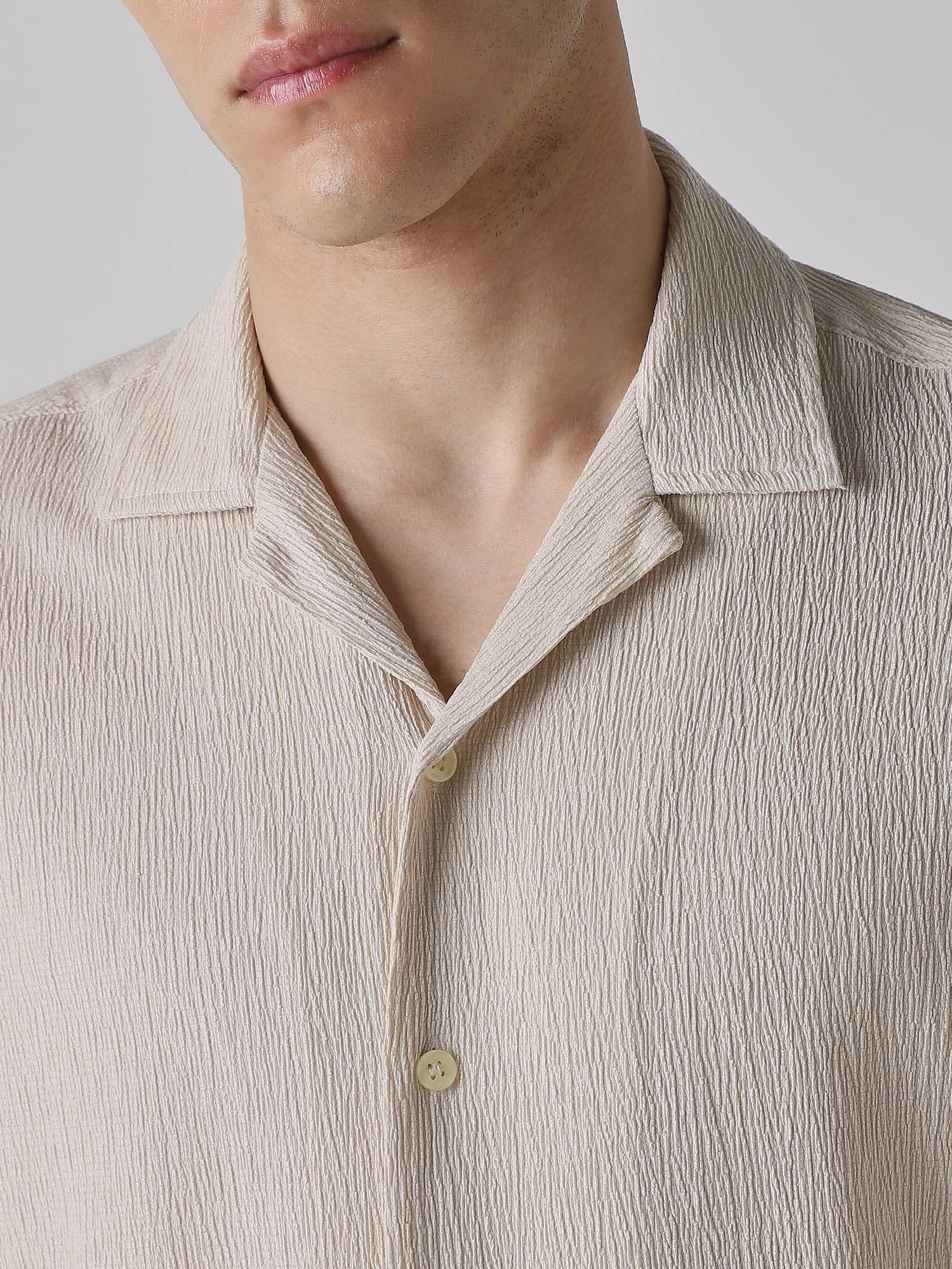 Light Beige Men Shirt