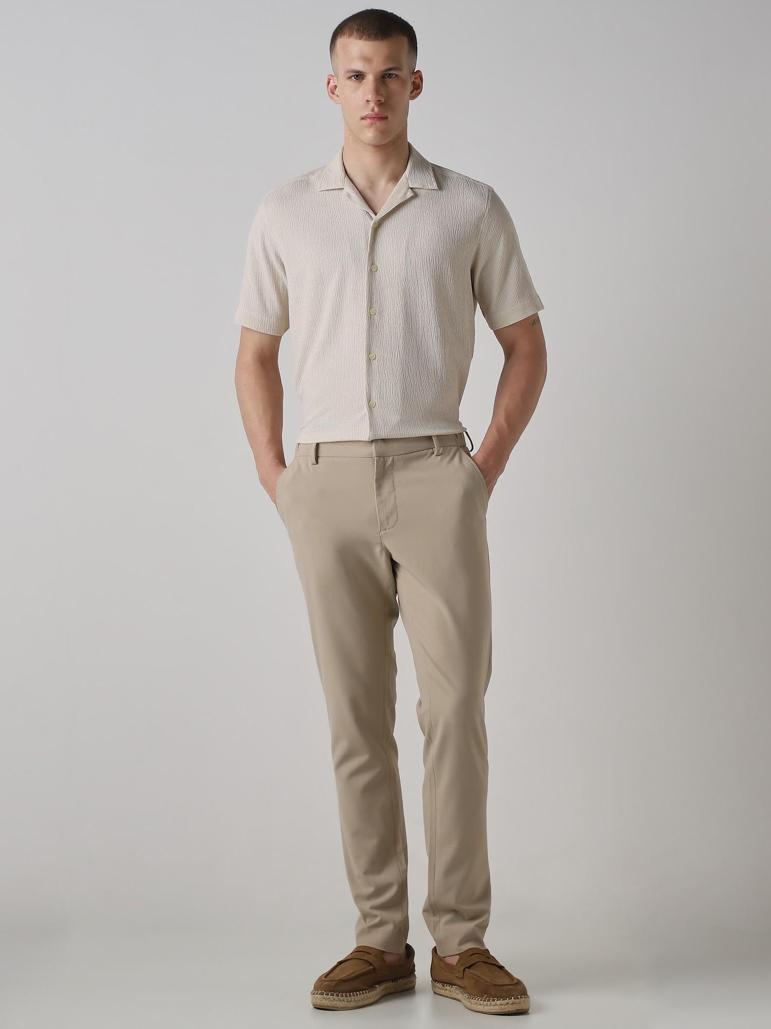 Light Beige Men Shirt