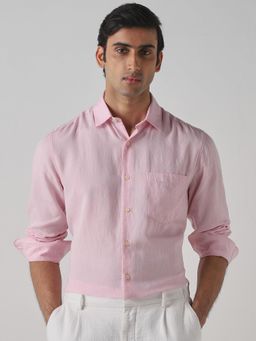 Mufti - Soft Pastel Pink Solid Men Shirt