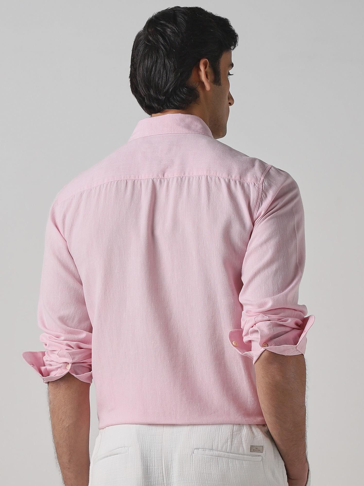 Soft Pastel Pink Solid Men Shirt