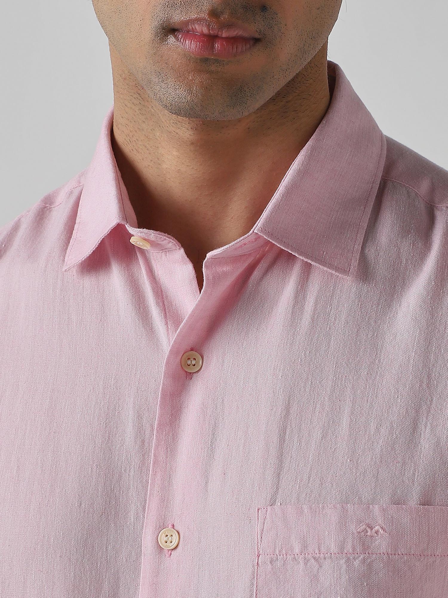 Soft Pastel Pink Solid Men Shirt