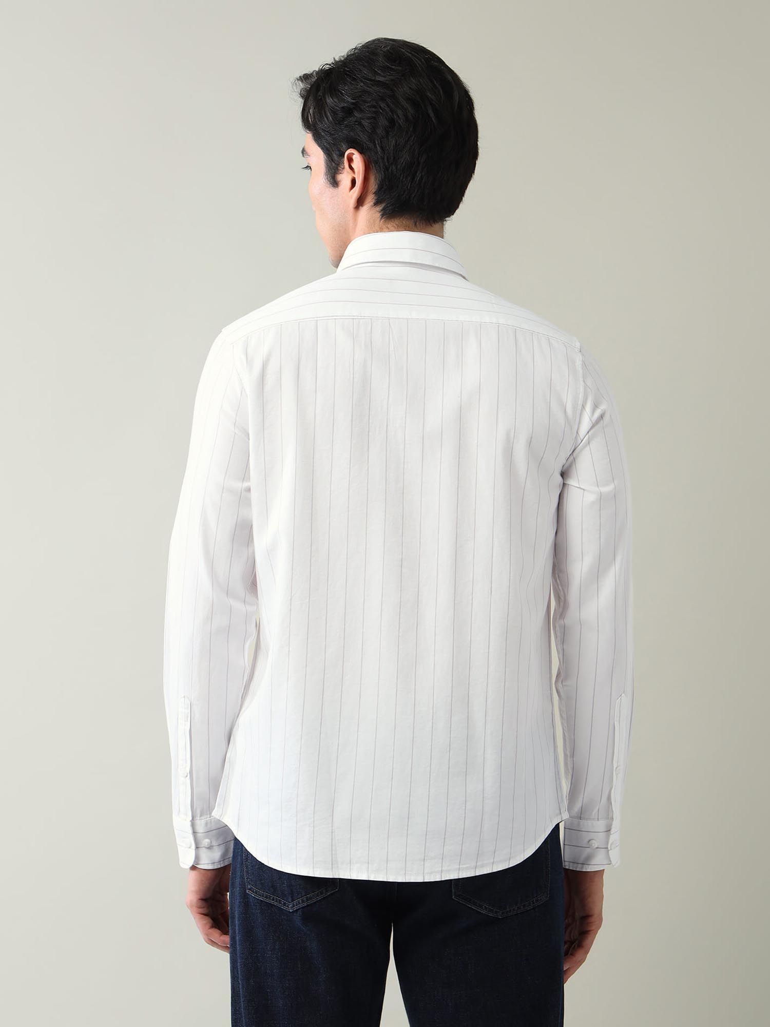 Vertical Striped Twill Slim Fit Shirt