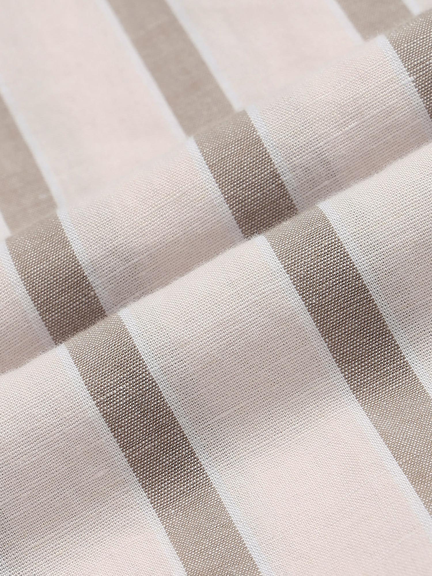 Vertical Striped Slim Fit Shirt Brown