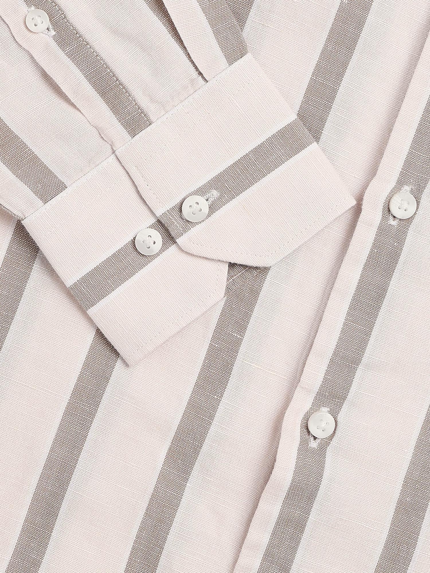 Vertical Striped Slim Fit Shirt Brown