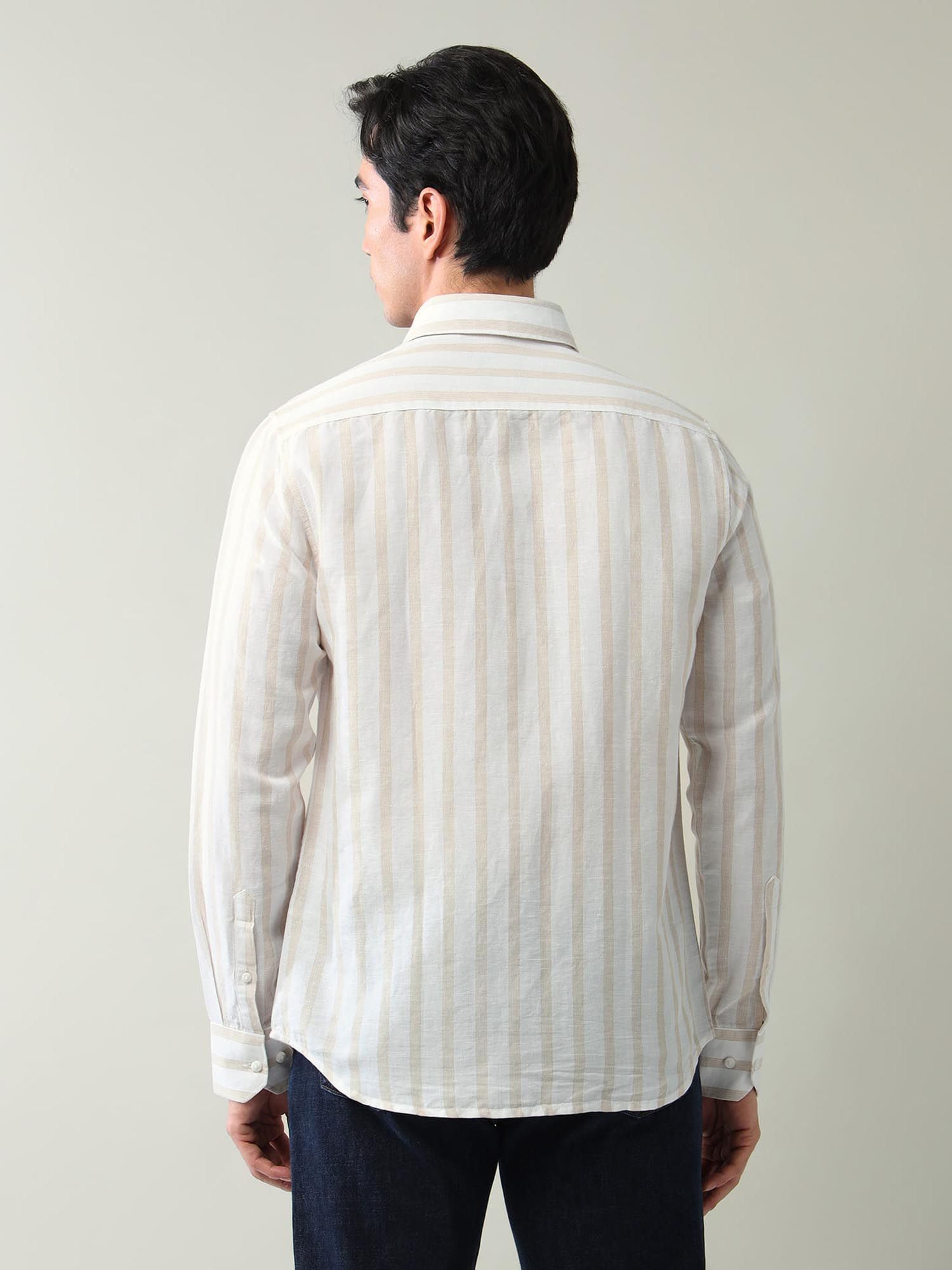 Vertical Striped Slim Fit Shirt Yellow