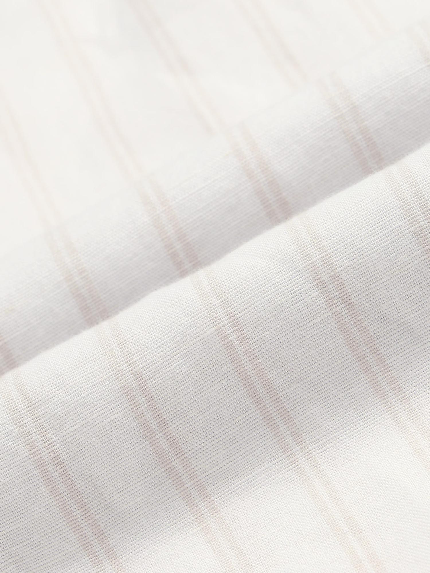 Vertical Striped Twill Slim Fit Shirt Off White