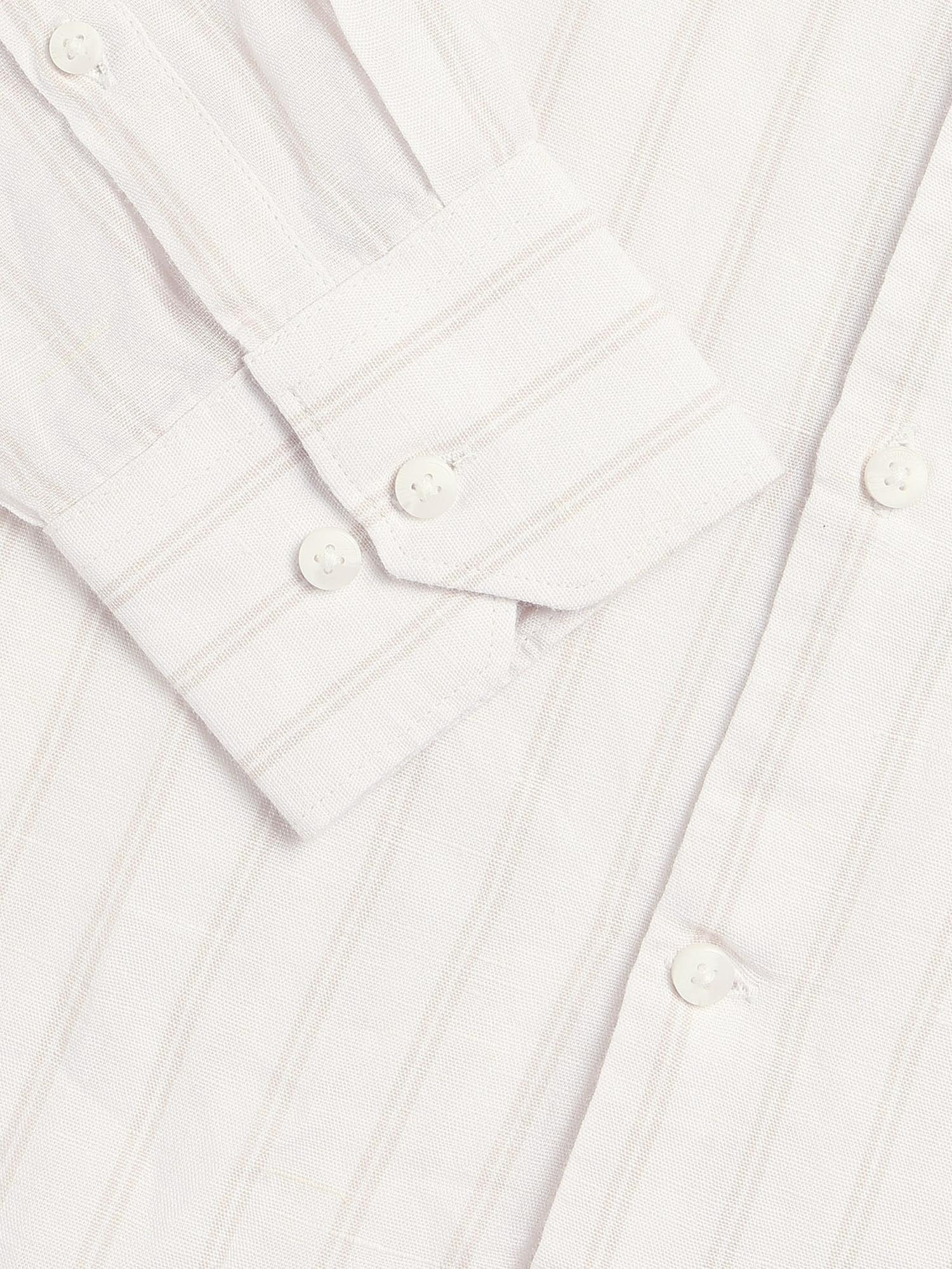 Vertical Striped Twill Slim Fit Shirt Off White