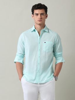 AD By Arvind - Solid Slim Fit Dobby Shirt Green