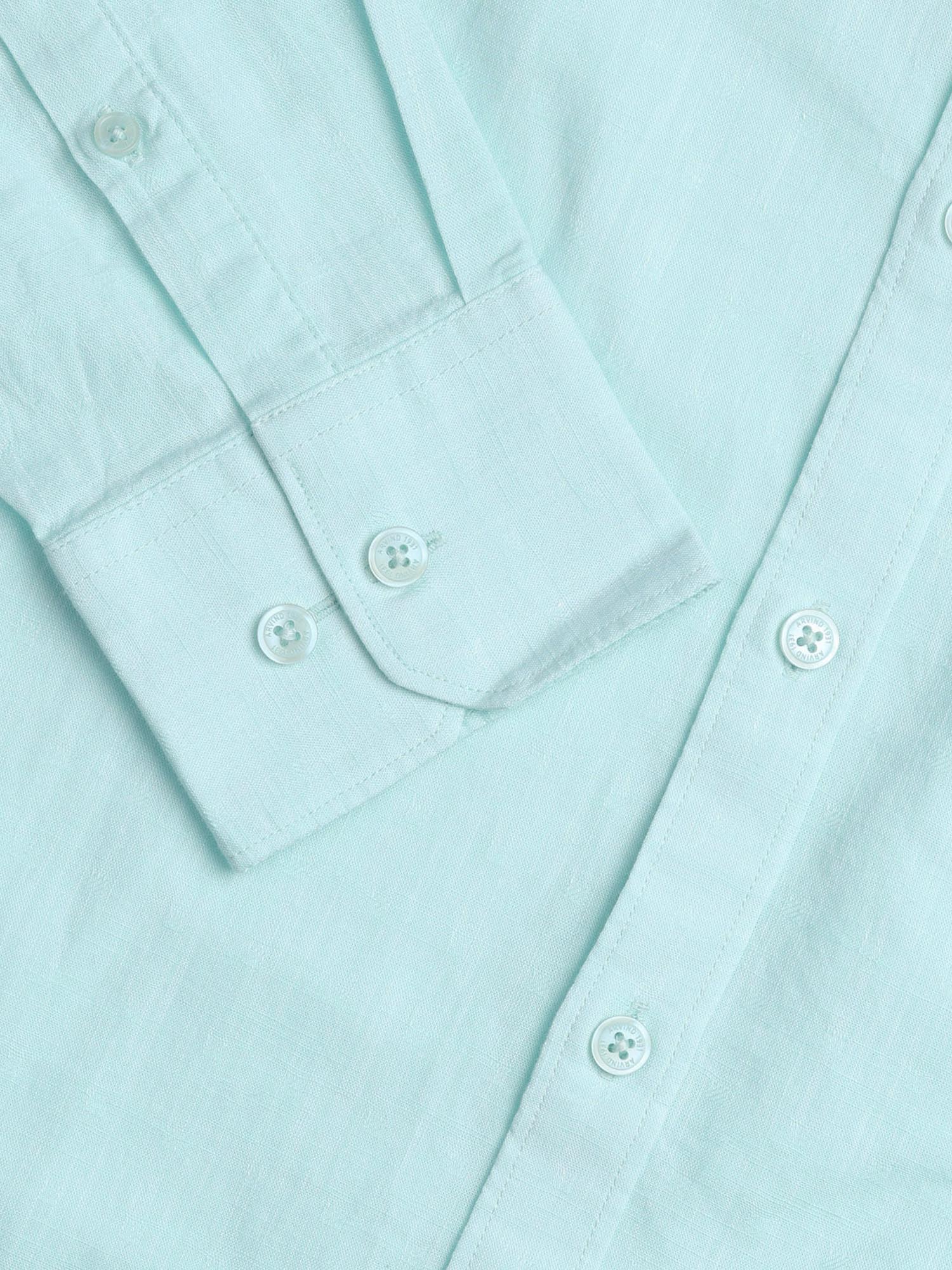 Solid Slim Fit Dobby Shirt Green