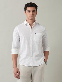 AD By Arvind - Solid Slim Fit Dobby Shirt White
