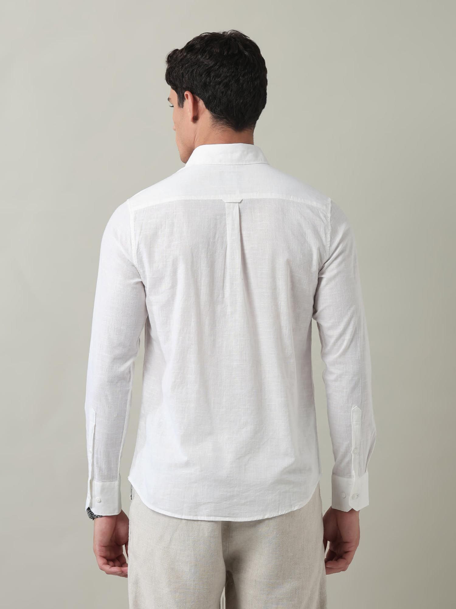Solid Slim Fit Dobby Shirt White