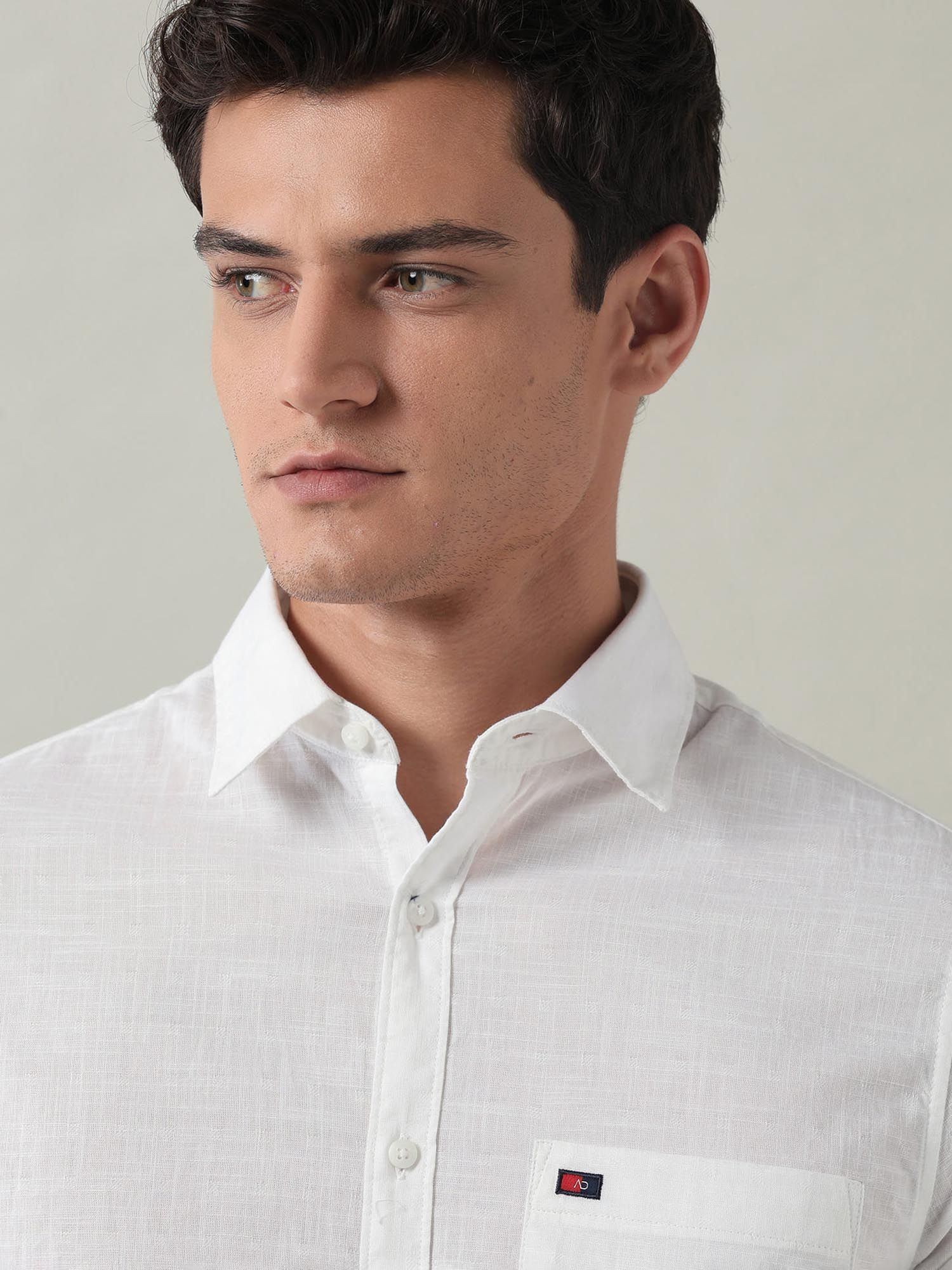 Solid Slim Fit Dobby Shirt White