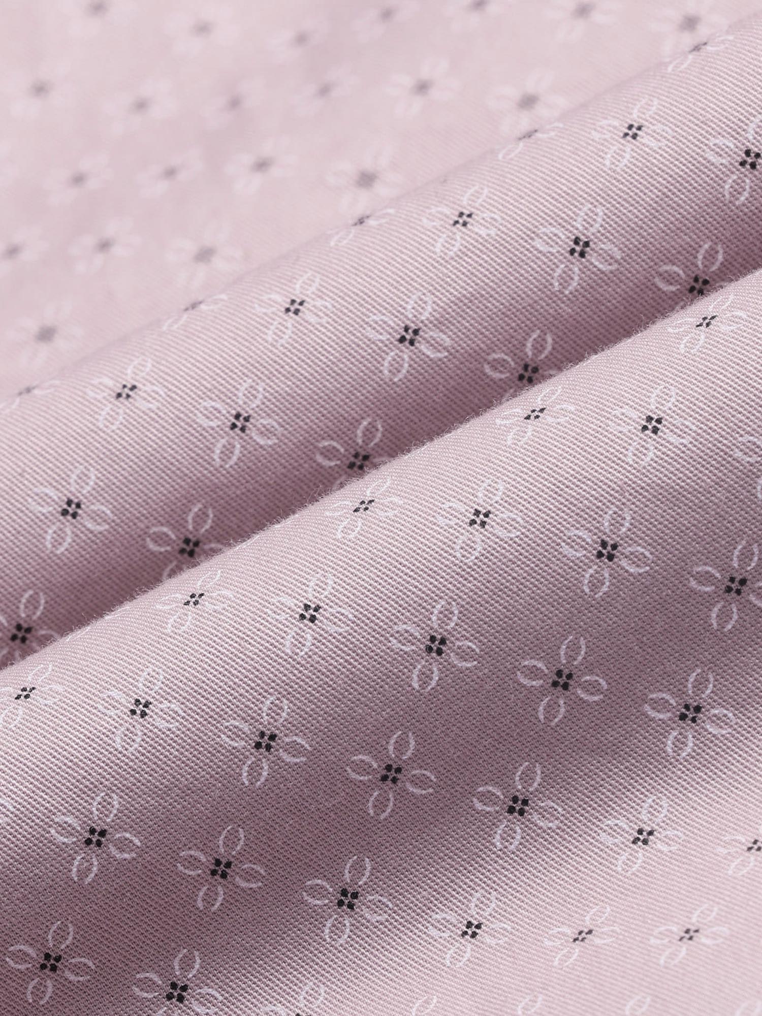 Floral Printed Slim Fit Twill Shirt Pink