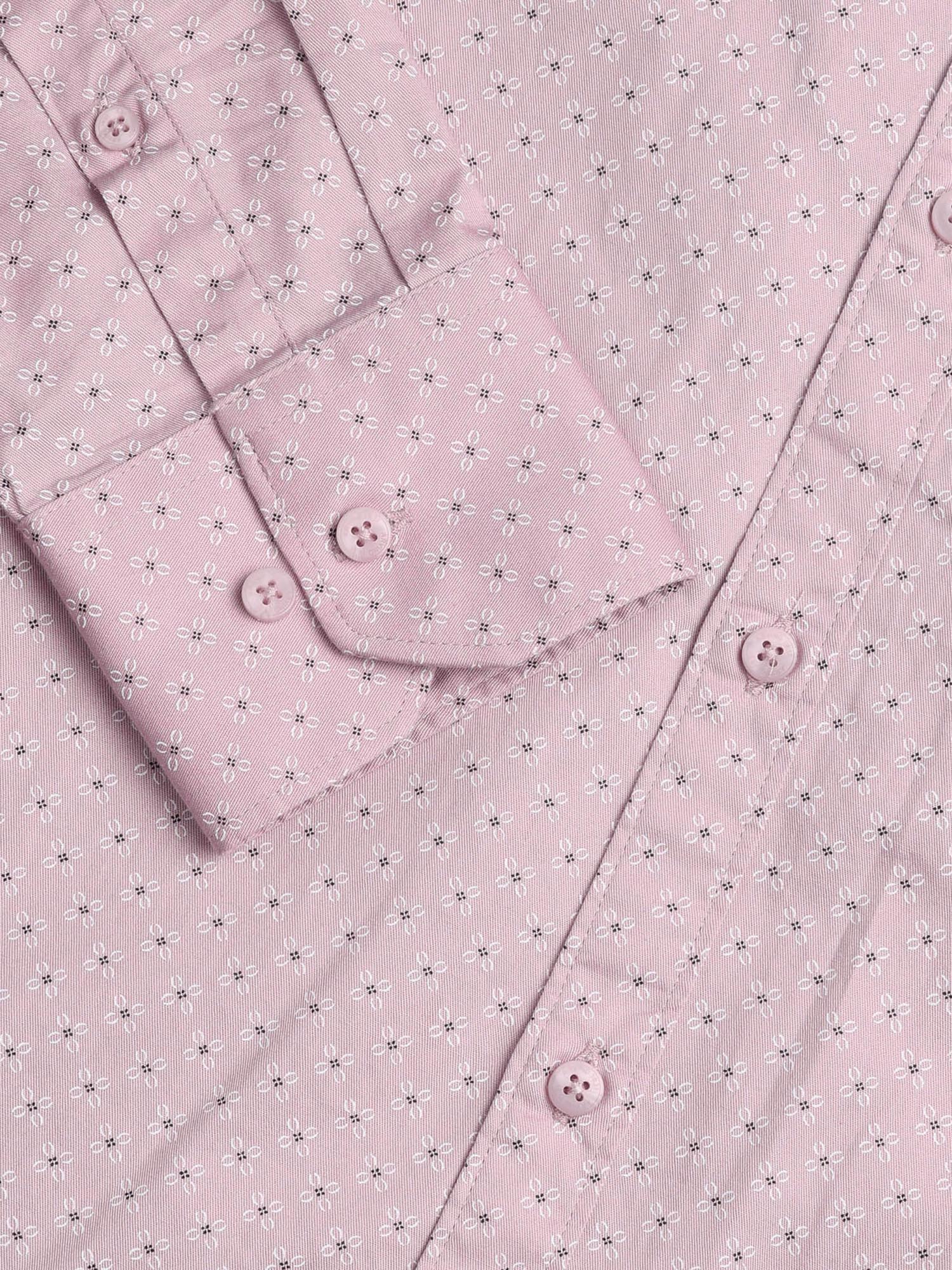Floral Printed Slim Fit Twill Shirt Pink