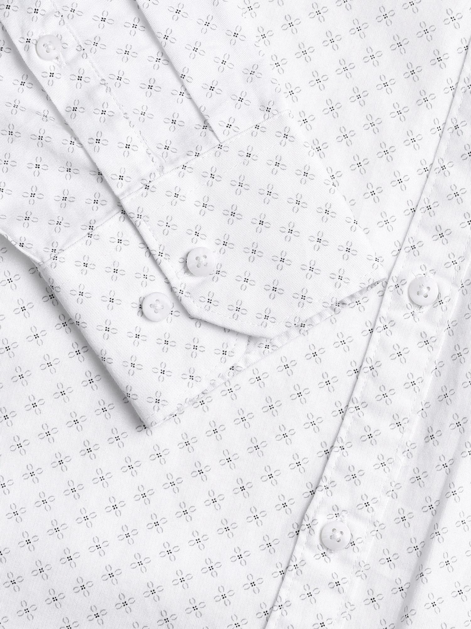 Floral Printed Slim Fit Twill Shirt White