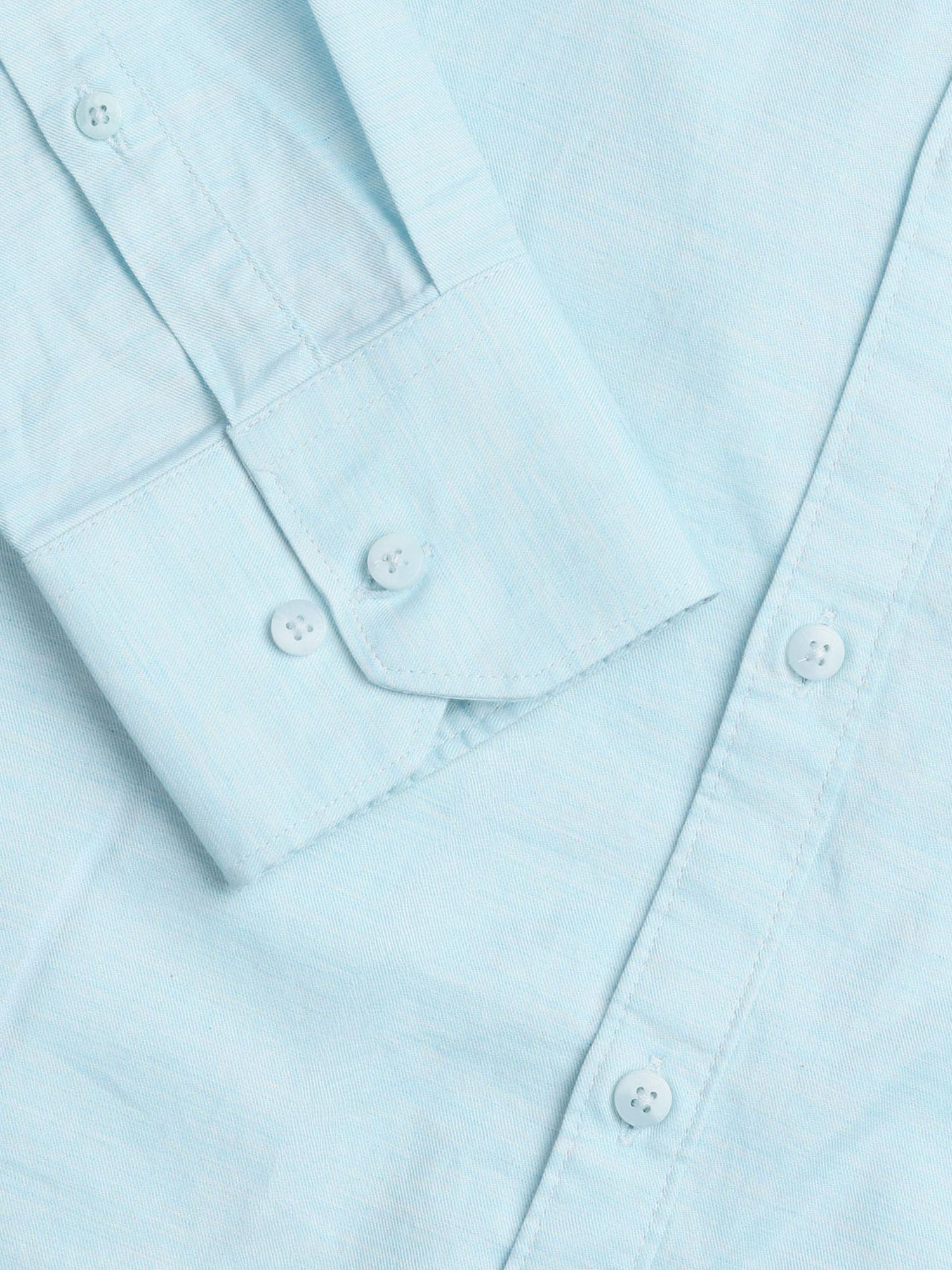 Solid Slim Fit Twill Shirt Aqua