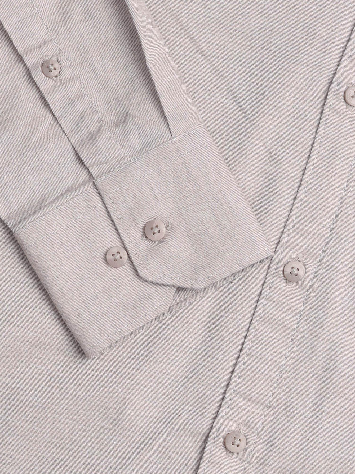 Solid Slim Fit Twill Shirt Beige