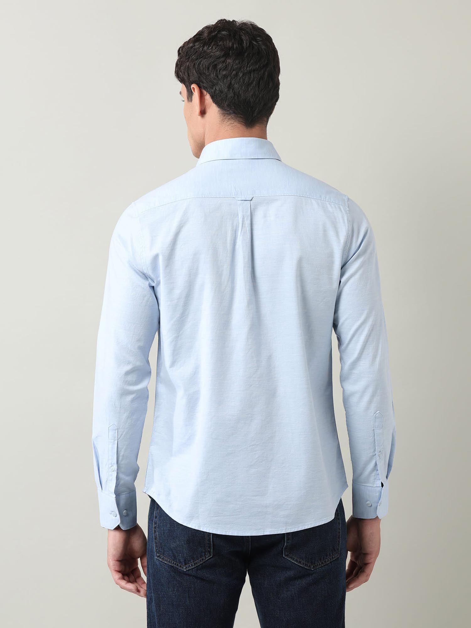 Solid Slim Fit Twill Shirt Blue
