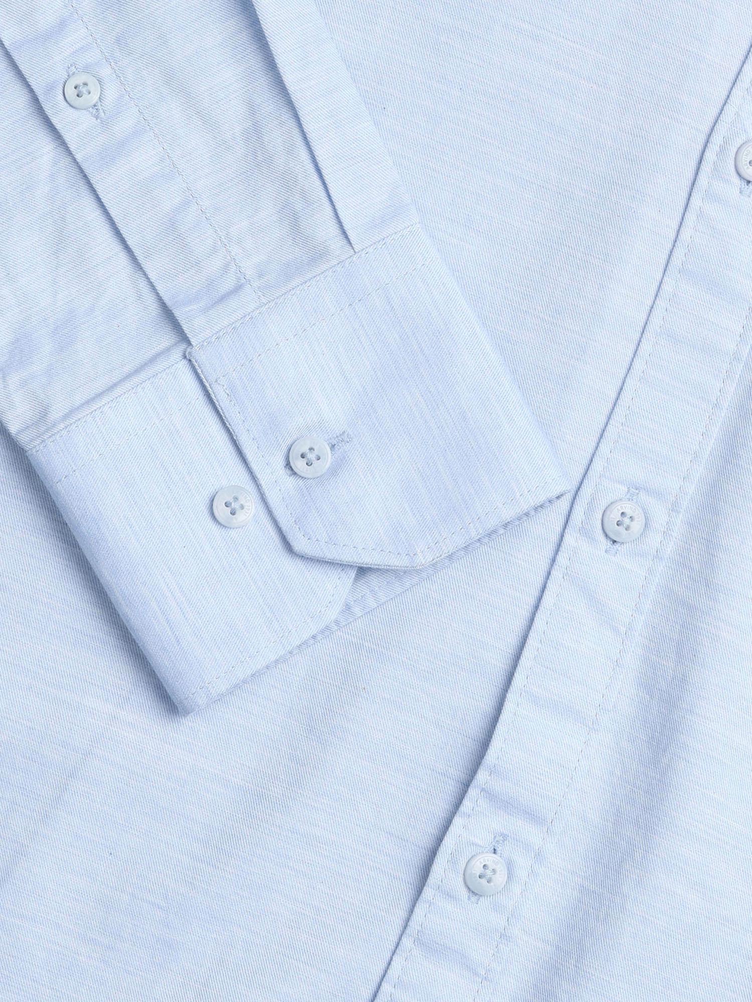 Solid Slim Fit Twill Shirt Blue