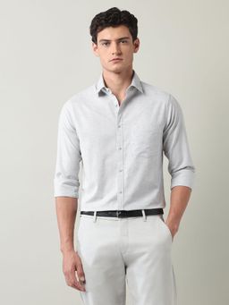 AD By Arvind - Solid Slim Fit Twill Shirt Grey