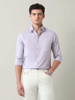 AD By Arvind - Solid Slim Fit Twill Shirt Lavender