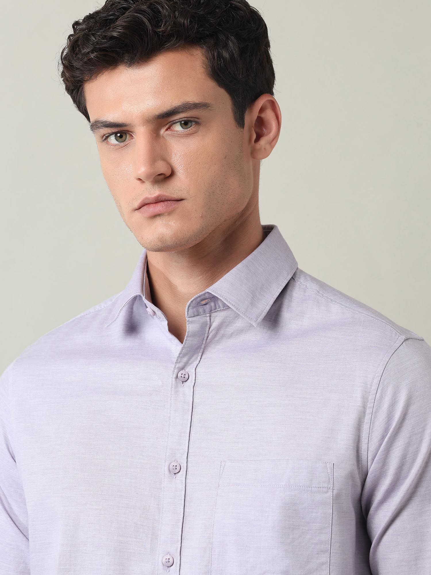 Solid Slim Fit Twill Shirt Lavender