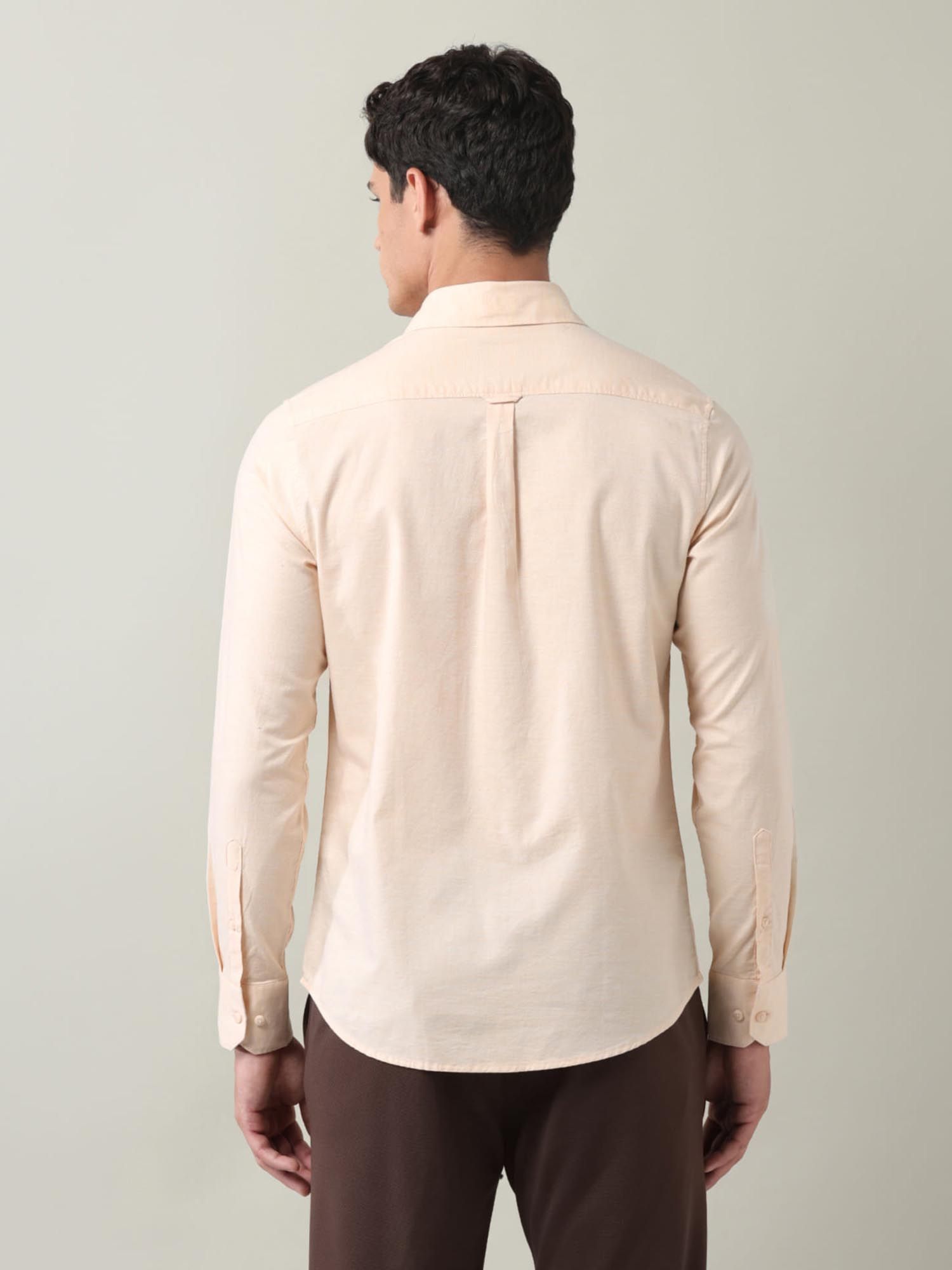 Solid Slim Fit Twill Shirt Orange