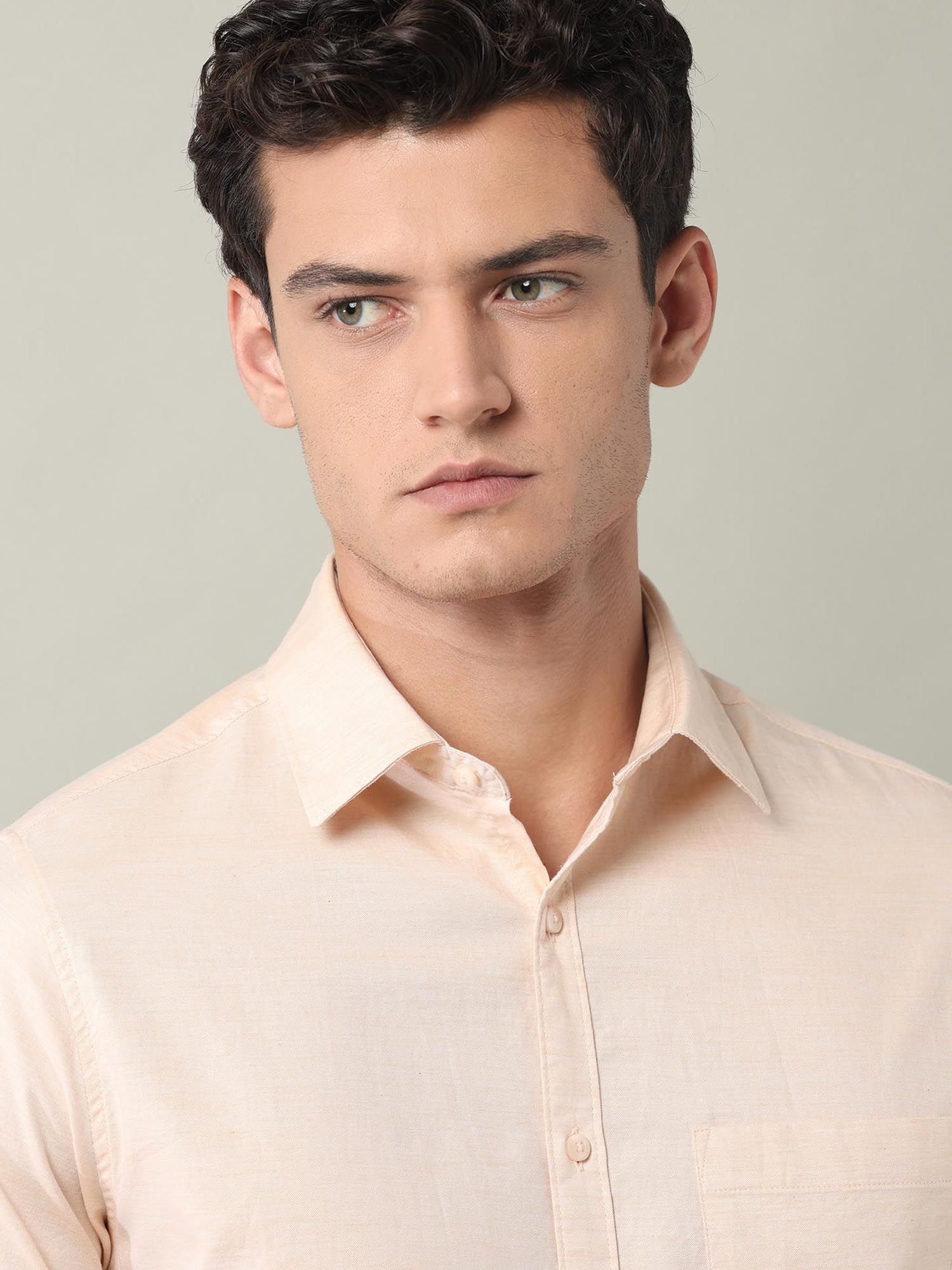 Solid Slim Fit Twill Shirt Orange