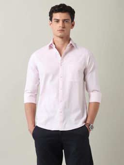 AD By Arvind - Solid Slim Fit Twill Shirt Pink