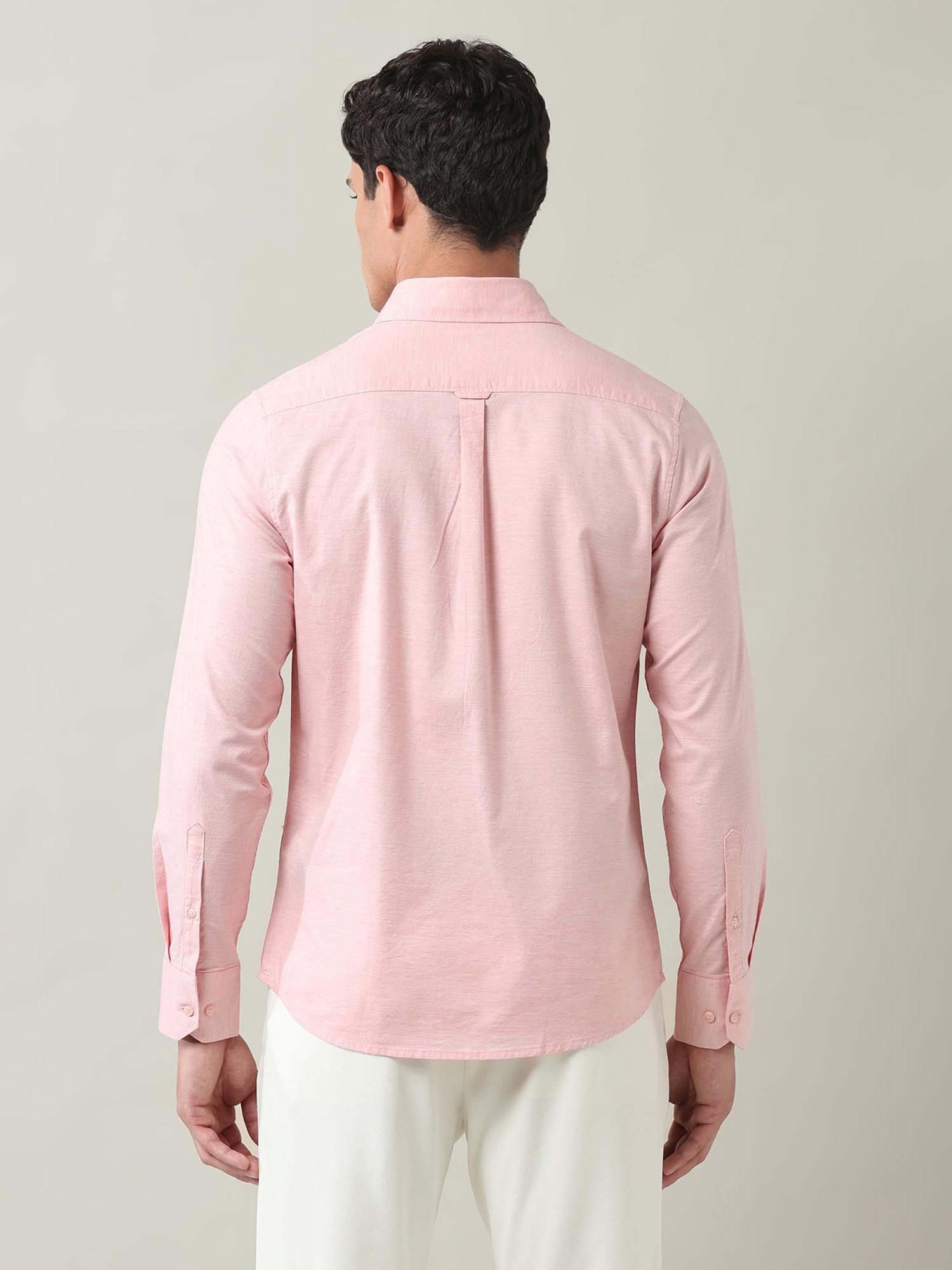 Solid Slim Fit Twill Shirt Pink