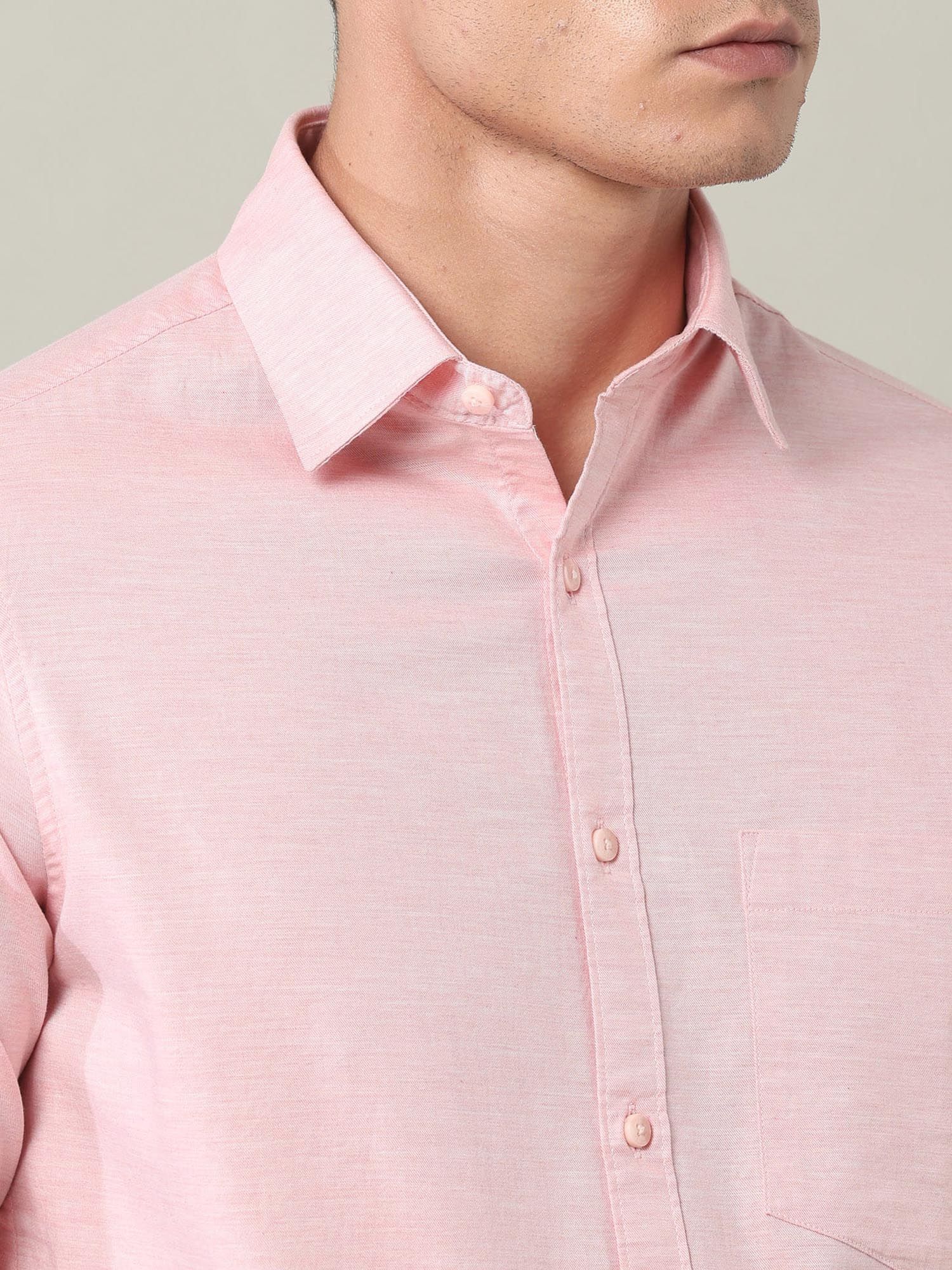Solid Slim Fit Twill Shirt Pink